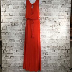 Venus Women's Size XS Maxi Dress Sleeveless Tie Front Tassel Elastic Waist Red